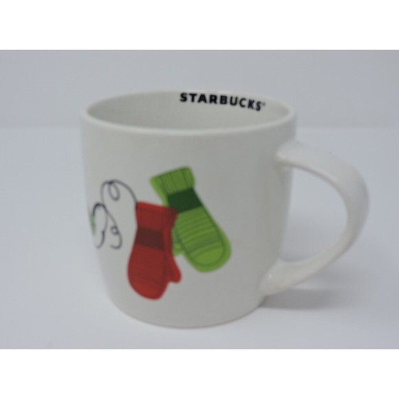 2011 Starbucks Holiday Dove & Mittens Red & Green White Coffee Mug Cup 10oz - Picture 13 of 14